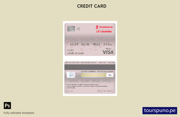 listo para imprimir plantilla de tarjeta de débito visa bancaria Colombia Scotia